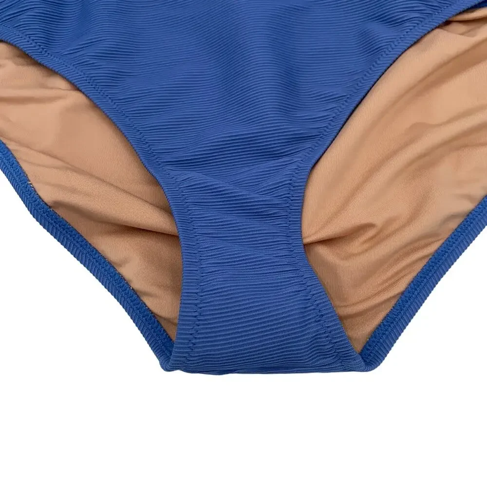 New J. Crew Blue Ribbed Hipster Bikini Swim Bathing Suit Bottom Women's Size 3X